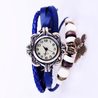 

Mettle Fancy Purple Leather Hand Knit Vintage Watches Dress bracelet Women Girls Ladies clover Pendant Retro.1801-PLE005 Watch - For Girls