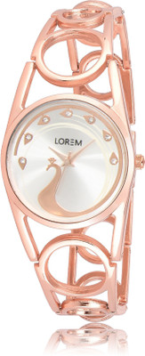 

LOREM LR233 Silver Pink Metal Bracelet Diamond Watch - For Women