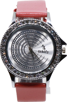 Ethify Silver dial with pink strap Analog Watch - For Women