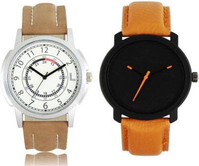 

VICTANCE combo pack of 2 watch of Analog LEATHER STRAP watch for mens_0056 multi color dial wrist watch for mens and boys Watch - For Men
