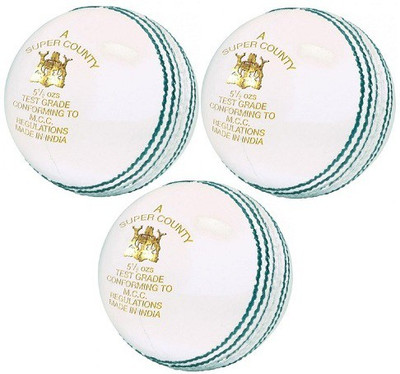 

GM 'Supe Cricket Leather Ball(Pack of 3, Multicolor), White