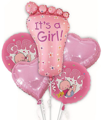 

Arvel Printed Its a Girl Baby Shower Foil Balloons Balloon Bouquet(Pink, Pack of 4)