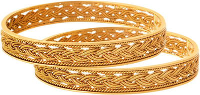 JFL Jewellery for Less Copper Gold-plated Bangle Set(Pack of 2)