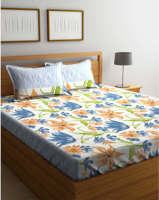

Cortina 104 TC Cotton Double Floral Bedsheet(Pack of 1, Green)