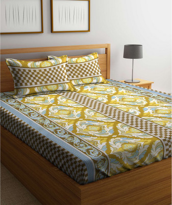 

Cortina 104 TC Cotton Double Floral Bedsheet(Pack of 1, Green)