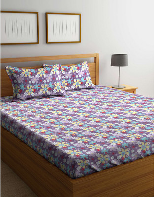 

Cortina 104 TC Cotton Double Floral Bedsheet(Pack of 1, Purple)