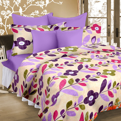 

Cortina 104 TC Cotton Double Floral Bedsheet(Pack of 1, Purple)
