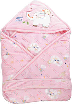 

MeeMee Printed  Hooded Baby Blanket(Cotton, Pink