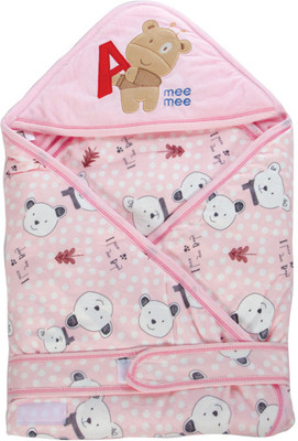 

MeeMee Printed  Hooded Baby Blanket(Cotton, Pink