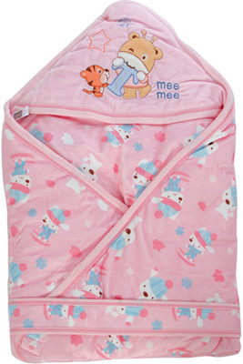 

MeeMee Printed  Hooded Baby Blanket(Cotton, Pink