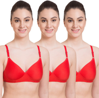 KOMLI by Belle Lingeries Light Padded Full Coverage Wirefree Bra Women Full Coverage Lightly Padded Bra(Red)
