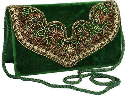 

HimalayaHandicraft Party Green Clutch