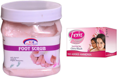 

Pink Root Foot Scrub 500ml and FEM Saffron Crème Bleach(Set of 2)