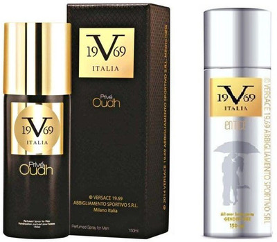 Versace Prive Oudh Perfumed Spray 150 ml With Entice All Over Body Spray 150 ml(Set of 2)