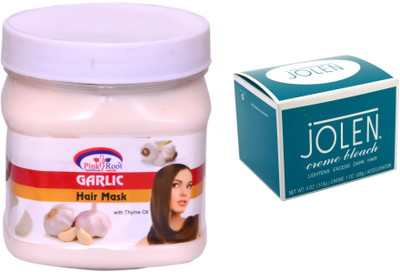 

Pink Root Garlic Hair Mask 500ml and JOLEN Crème Bleach 18g(Set of 2)