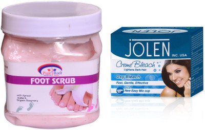 

Pink Root Foot Scrub 500ml and JOLEN Oxy Bleach Crème 35g(Set of 2)