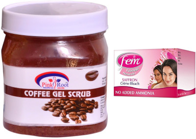 

Pink Root Coffee Gel Scrub 500ml and FEM Saffron Crème Bleach(Set of 2)