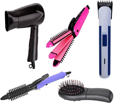 

WIB 3 IN 1 Hair Straightener Heavy Duty Hair Dryer Cordless Hair Trimmer Hair Brush Hair curler(Set of 5)