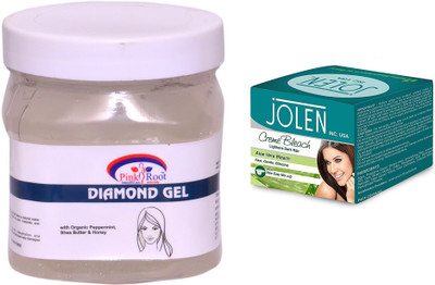 

Pink Root Diamond Gel 500ml and JOLEN Aloe Vera Bleach Crème 18g(Set of 2)