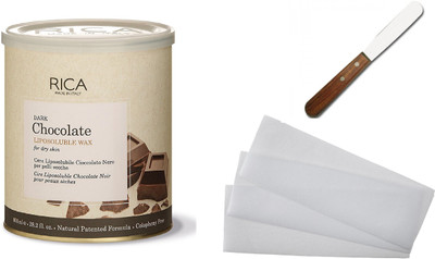 

Rica Dark Chocolate Liposoluble wax For Dry Skin 800 ml + Waxing Strips + Spatula(Set of 3)