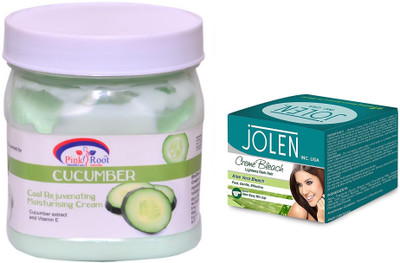 

Pink Root Cucumber Cream 500ml and JOLEN Aloe Vera Bleach Crème 18g(Set of 2)