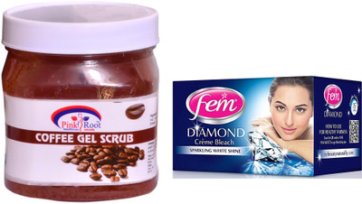

Pink Root Coffee Gel Scrub 500ml and FEM Diamond Crème Bleach(Set of 2)