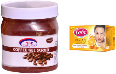 

Pink Root Coffee Gel Scrub 500ml and FEM DE-TAN Crème Bleach(Set of 2)