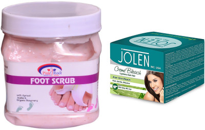 

Pink Root Foot Scrub 500ml and JOLEN Aloe Vera Bleach Crème 18g(Set of 2)
