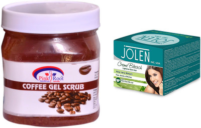 

Pink Root Coffee Gel Scrub 500ml and JOLEN Aloe Vera Bleach Crème 18g(Set of 2)