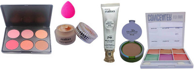 

KASCN ORIGINAL HIGH QUALITY PROFESSIONAL FOUNDATION,COMPACT,BLUSHER,PRIMER,CONCEALER,BLENDER COMBO KIT FOR ALL SKIN TONE(Set of 6)
