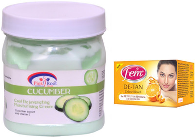 

Pink Root Cucumber Cream 500ml and FEM DE-TAN Crème Bleach(Set of 2)