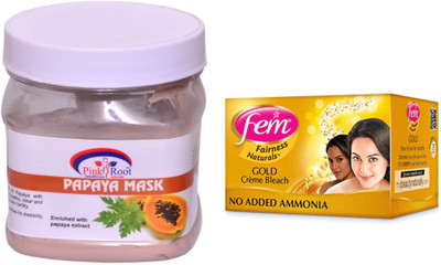 

Pink Root Papaya Mask 500ml and FEM Gold Crème Bleach(Set of 2)