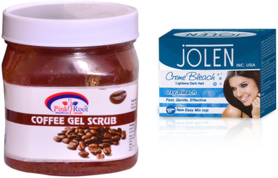 

Pink Root Coffee Gel Scrub 500ml and JOLEN Oxy Bleach Crème 35g(Set of 2)
