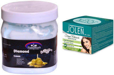 

Pink Root Diamond Cream 500ml and JOLEN Aloe Vera Bleach Crème 18g(Set of 2)