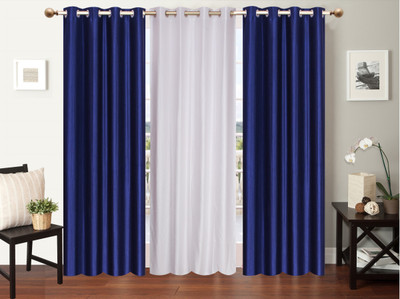 

Furnishing Zone 213 cm (7 ft) Polyester Door Curtain (Pack Of 3)(Plain, Blue, Pink)