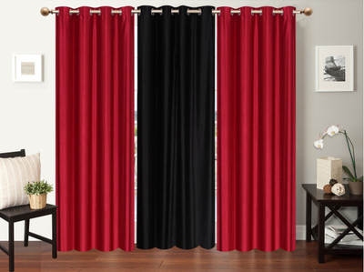 

Furnishing Zone 274 cm (9 ft) Polyester Long Door Curtain (Pack Of 3)(Plain, Maroon, Black), Black;maroon