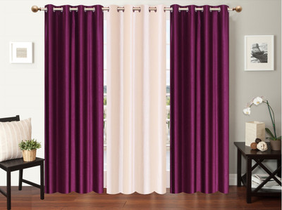 

Furnishing Zone 152 cm (5 ft) Polyester Window Curtain (Pack Of 3)(Plain, Purple, White)