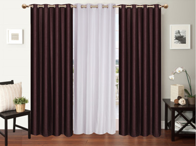 

Furnishing Zone 213 cm (7 ft) Polyester Door Curtain (Pack Of 3)(Plain, Brown, White)