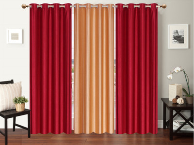 

Furnishing Zone 213 cm (7 ft) Polyester Door Curtain (Pack Of 3)(Plain, Maroon, Beige), Beige;maroon