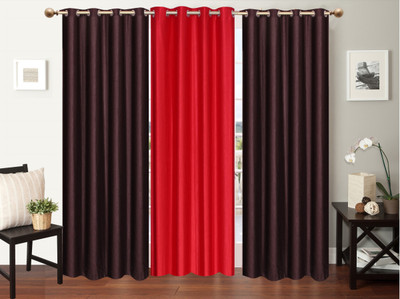 

Furnishing Zone 152 cm (5 ft) Polyester Window Curtain (Pack Of 3)(Plain, Brown, Peach)