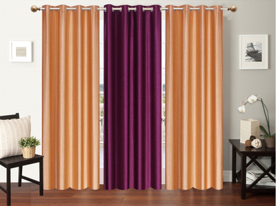

Furnishing Zone 152 cm (5 ft) Polyester Window Curtain (Pack Of 3)(Plain, Beige, Purple)