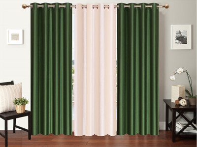 

Furnishing Zone 274 cm (9 ft) Polyester Long Door Curtain (Pack Of 3)(Plain, Green, White)