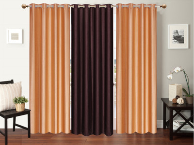 

Furnishing Zone 152 cm (5 ft) Polyester Window Curtain (Pack Of 3)(Plain, Beige, Brown)