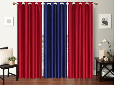 

Furnishing Zone 274 cm (9 ft) Polyester Long Door Curtain (Pack Of 3)(Plain, Maroon, Blue), Blue;maroon