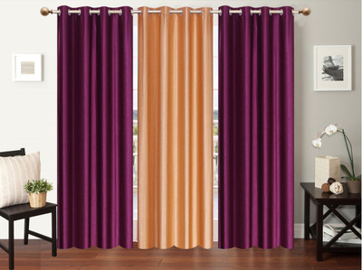 

Furnishing Zone 213 cm (7 ft) Polyester Door Curtain (Pack Of 3)(Plain, Purple, Beige), Beige;purple
