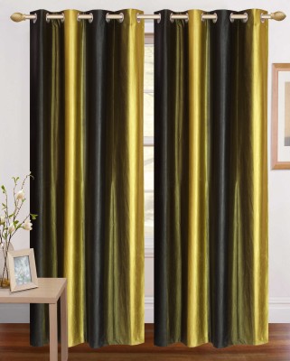 Nikunj Fabs 152.4 cm (5 ft) Polyester Semi Transparent Window Curtain (Pack Of 2)(Solid, Yellow)