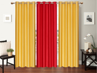 

Furnishing Zone 152 cm (5 ft) Polyester Window Curtain (Pack Of 3)(Plain, Yellow, Peach), Peach;yellow