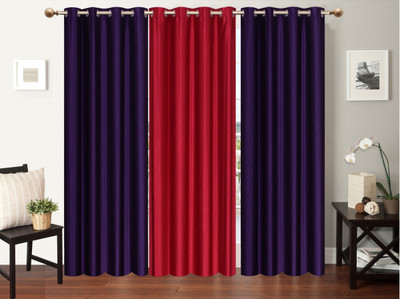 

Furnishing Zone 152 cm (5 ft) Polyester Window Curtain (Pack Of 3)(Plain, Purple, Maroon), Maroon;purple