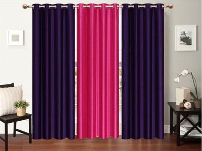 

Furnishing Zone 152 cm (5 ft) Polyester Window Curtain (Pack Of 3)(Plain, Purple, Pink), Pink;purple