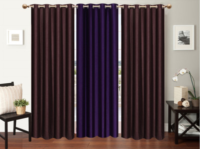 

Furnishing Zone 274 cm (9 ft) Polyester Long Door Curtain (Pack Of 3)(Plain, Brown, Purple)